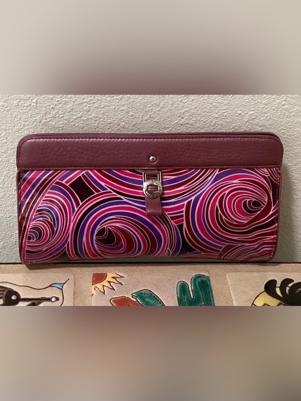 Cole Haan Patterned Swirl Clutch in Pink and Purple